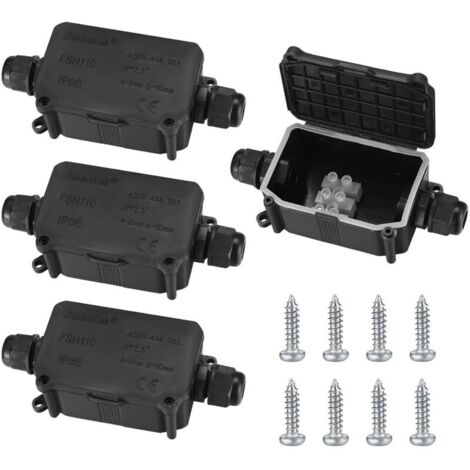 4 Pièces Boîte de Jonction étanche IP66, Boite de Derivation Etanche Exterieur, Connecteur de Câble 2 Voies Connexions PG9 pour Câble Ø3-8mm Ø6mm-10mm