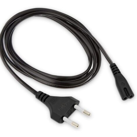 Câble d'alimentation Universel 2 pôles, Prise Secteur EU Type C vers Prise Double Femelle Type C7 - pour TV, Console de Jeux, Lecteur DVD-Blu-Ray, PS3, PS4, PS5, Xbox – 1,80m - Noir