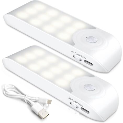 Veilleuse LED Rechargeable,[2 Pièces] Automatique Lampe Led Détecteur De Mouvement, Lumière Murale Magnetique Portable, pour Placard Chambre Couloir Armoire Escalier [12 LED] [3 Modes] (1/4)