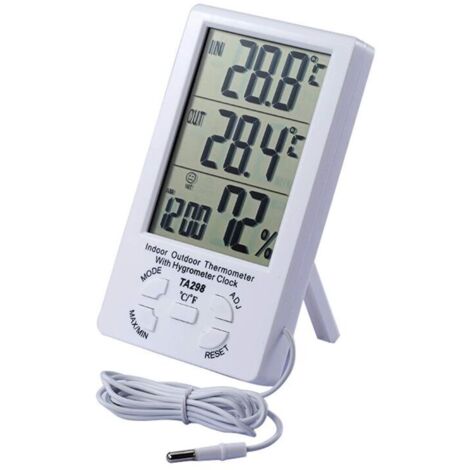 TA298 Numérique LCD intérieure et extérieure température hygromètre température et humidité Moniteur mètre jauge pour la Maison, Bureau et Hôtel,Hôpital (Blanc) (1/4)