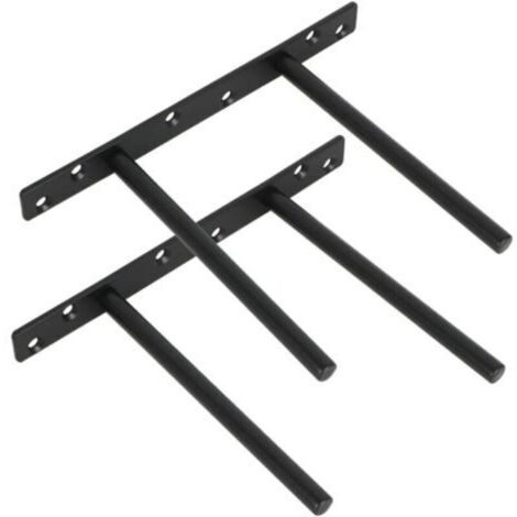 Lot de 2 Support pour Étagère Flottante Invisible Support en Métal pour Tablette Flottante en Bois Dissimulé à Fixation Murale, Finition Noire Mate en Acier Inoxydable, 2 Pcs