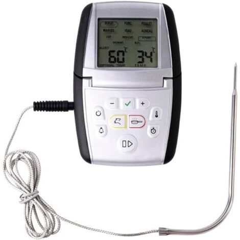 – Thermo-Sonde de Cuisson m°classic+ – Mesure Précise de 0°C à +210°C – Mode Manuel & Préprogrammé – Cuisson Viande, Poisson ou Pâtisserie – Compatible Induction – Piles Incluses – Gris