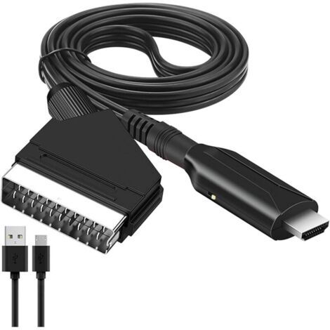Adaptateur Péritel vers HDMI, Convertisseur HDMI vers Péritel, Scart vers Hdmi Convertisseur, avec câble HDMI, pour Full HD TV 720P/1080P,Audio Vidéo pour Lecteur DVD Blu-Ray STB VHS Xbox PS3