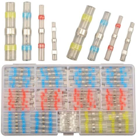 200pcs Connecteur Bout à Bout Thermorétractable, Cosses Electriques à Sertir Thermorétractables, Étanche Connecteurs de Fil à Souder Cosse Thermosoudable Kit de Connecteurs de Bornes de Qualité Marine (1/4)