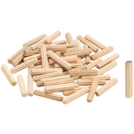 Lot de 100 chevilles droites cannelées en bois - 4 mm x 20 mm - Pour travaux manuels, meubles, bricolage