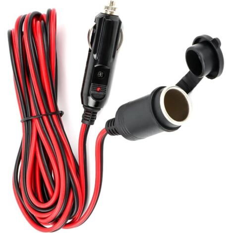 5M Rallonge Allume-Cigare,Câble D’Extension pour Allume Cigare,12 V/24 V Prise allume-cigare avec Fusible 15A/16 AWG DC Rallonge Allume Cigare Prise pour Moto & Bateau,Voiture,Camion