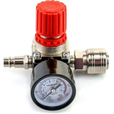 1/4" Régulateur de pression de compresseur d'air,(Valve à quatre voie), vanne de régulation de pression avec connexion 140 psi 12 bar (1/4)