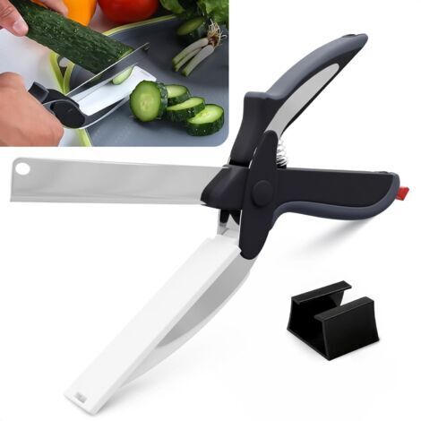 Ciseaux de cuisine pour aliments – Ciseaux et couteau 2 en 1 avec mécanisme de verrouillage et lames en acier inoxydable – pour hacher et trancher sans effort (1/5)
