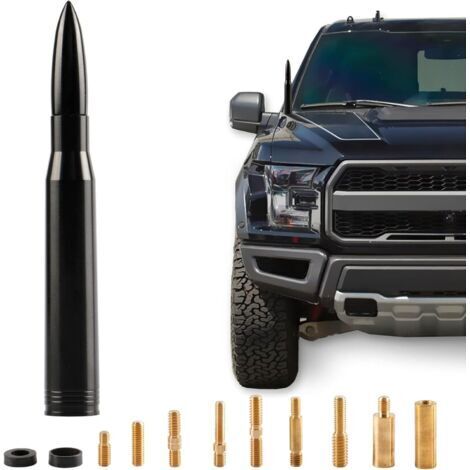 Antenne de rechange universelle pour voiture, compatible avec Ford, Dodge, Chevrolet, GMC, Jeep et Toyota Truck – Fabriquée en billettes robustes et en aluminium, noire (1/4)