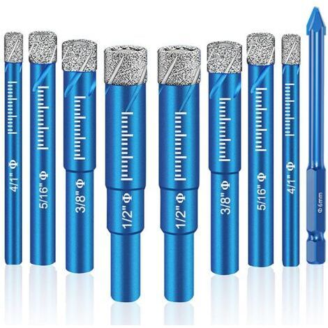 Coffret de 9 forets diamantés de qualité supérieure : outils polyvalents pour un perçage précis sur la porcelaine, la céramique, le verre, le marbre, etc. (1/5)
