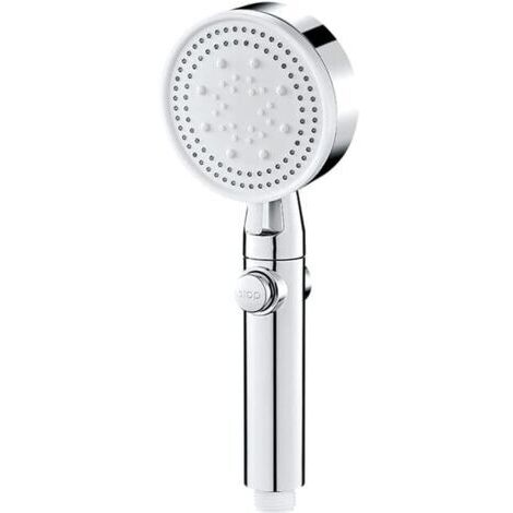 Pommeau de douche économique en eau, anticalcaire avec filtre, universel et haute pression, 5 jets, arrêt automatique, argent (1/4)