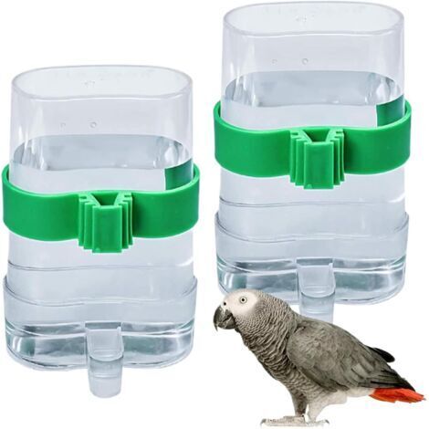 Mangeoire automatique pour cage à oiseaux, 2 distributeurs de graines, pour perroquets, petits animaux, canaris, calopsittes – 220 ml (1/5)