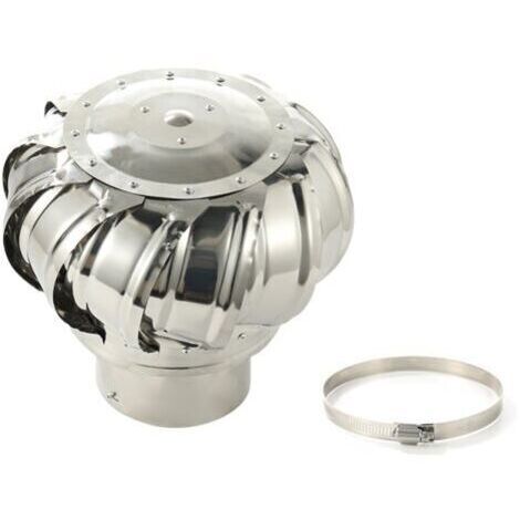Extracteur de fumées rotatif éolien en inox, chapeau de cheminée, 110mm Extracteur Rotatif Grille, Chapeau Cheminée Extracteur De Fumées Rotatif pour Poêle (1/5)