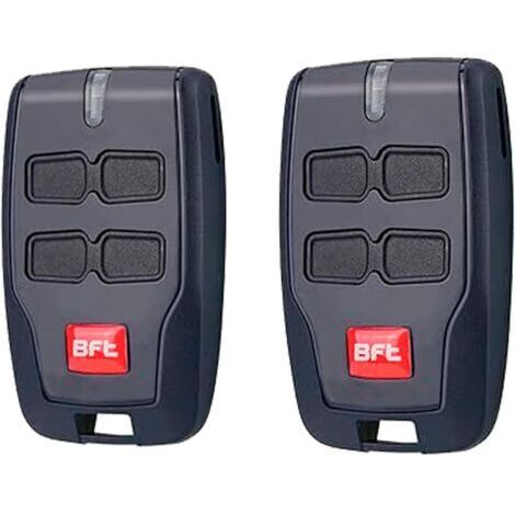 Lot de 2 télécommandes de porte de garage BFT 4 canaux pour portail électrique BFT Mitto 2, 4 boutons, 12 V, 433 MHz
