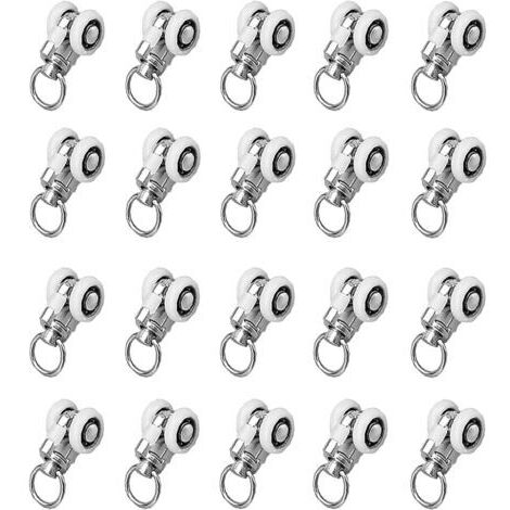 Rail de glissière pour rideaux – 20 rouleaux silencieux en alliage de zinc – Installation facile pour chambres et salles de bains - 20pcs