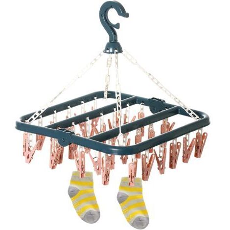 Support à chaussettes avec 32 pinces – En plastique PP durable – Pour intérieur et extérieur – Accroche facile sans assemblage (1/5)