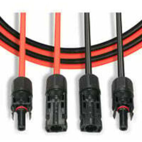 Cable d'extension de panneau solaire avec connecteur MC4, paire rouge + noire, 14AWG 3 metres / 10 pieds