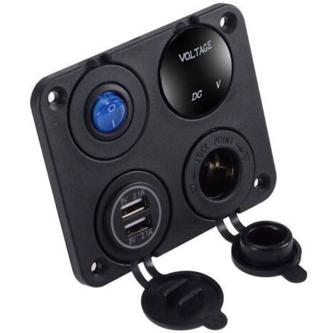 Panneau de commutation 4 en 1, voltmètre numérique étanche, alimentation de voiture 12V, double chargeur Usb, prise allume-cigare avec interrupteur à bascule