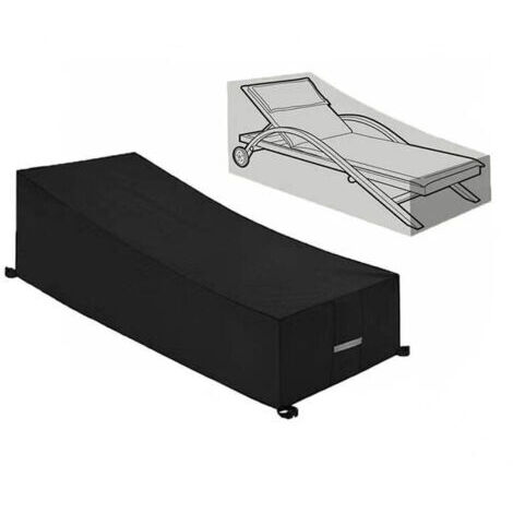 Housse de protection promotionnelle, imperméable, coupe-vent, anti-UV, tissu Oxford 210D, pour chaises longues et chaises de plage (210 x 75 x 40/80 cm) – Noir (1/4)
