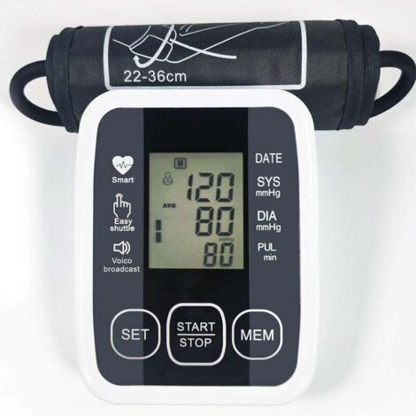 Tensiomètre Electronique à Bras Avec Brassard Réglable 22-36 cm, Mesure Automatique De La Tension Artérielle, Certifié Médicalement, Grand Ecran LCD