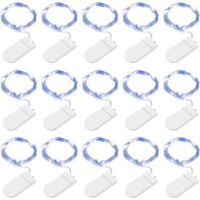 15 Pack Blue LED String Lights, 2M 20 LED Battery Operated Copper Wire Fairy Lights for Christmas Birthday, Wedding, Halloween