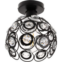 Lumière de plafond Boule de cristal Luxe moderne Maille métallique noire Unique E27