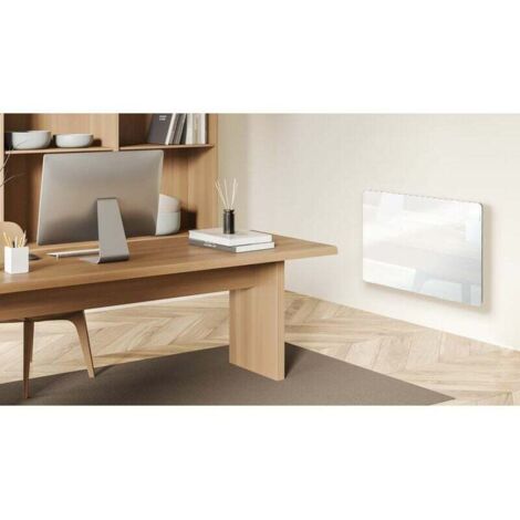 Cayenne – Panneau rayonnant électrique en verre blanc LCD 1000W – Thermostat électronique – Programmation hebdomadaire – IP24 pour sécurité