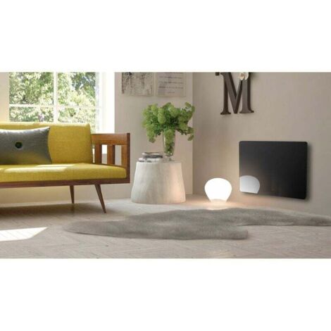 Carrera – Panneau rayonnant électrique en verre noir LCD 1000W – Thermostat électronique – Installation murale – Dimensions 46x61x11 cm