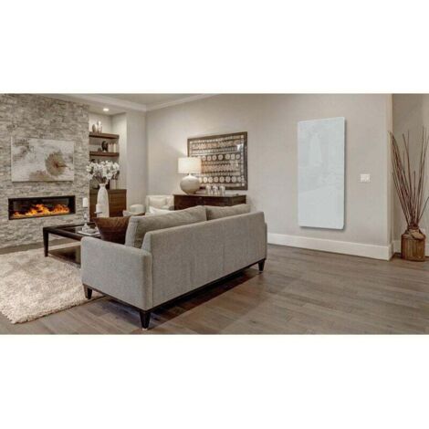 Carrera – Panneau rayonnant en verre vertical 1500W – Châssis acier laqué – Thermostat électronique avec affichage digital – Programmation hebdomadaire