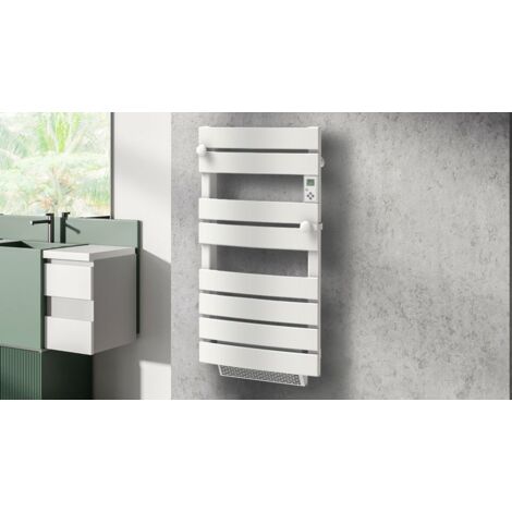 [JAMAIS UTILISE] Radiateur sèche-serviette CARRERA - 600W + soufflerie 1000W - Cintre à  lames plates - Blanc (1/5)