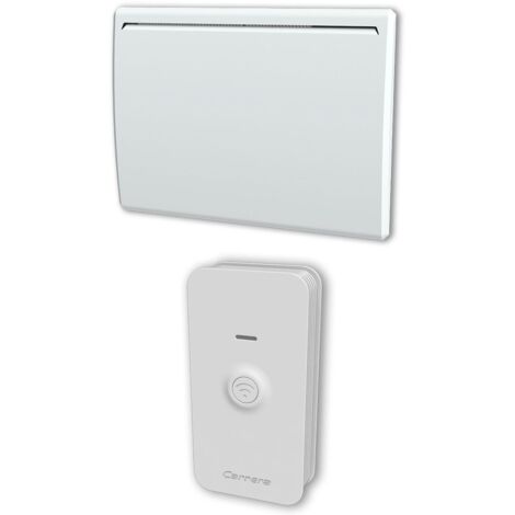 Carrera – Radiateur à inertie céramique blanc 1000W horizontal – Chaleur douce et durable – Thermostat électronique – Support mural inclus