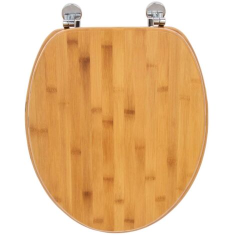 5Five Simply Smart – Abattant WC en bambou écologique – Charnières en zinc universelles – Dimensions 43.2x37.3cm – Installation simple pour tous WC standard