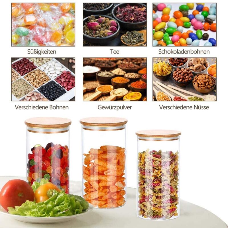 Lot De 12 Pots à épices En Verre Avec Couvercles Bambou - 200 Ml, étiquettes Et Cuillères Incluses, Hermétique