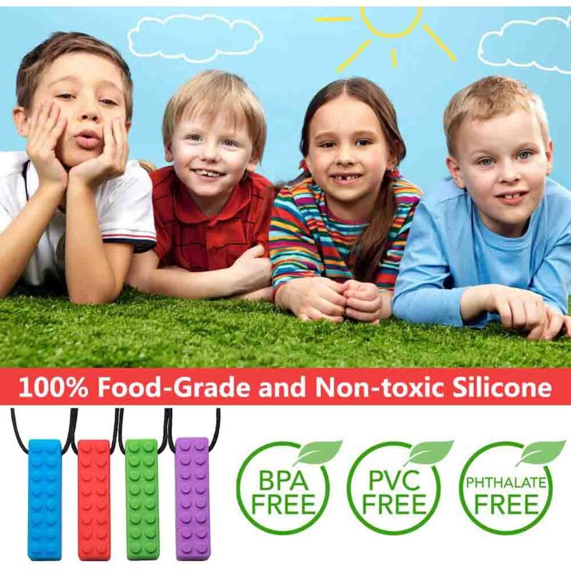 Colliers Sensoriels à Mâcher En Silicone - Lot De 6 Motifs (paresseux, Baseball, Beignet…) - Pour Enfants Autistes, TDAH, Besoins Moteurs Oraux