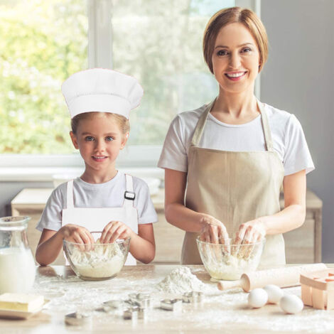 Carolilly Ensemble Tablier Et Chapeau Chef Enfant – Coton Ajustable 3-13 Ans – Cuisine Jardin