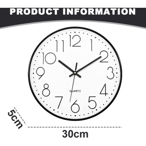 Goodman-Horloge murale en bois horloge murale ronde silencieuse à piles sans tic-tac Horloge