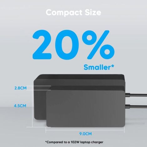 Chargeur Alimentation Microsoft 65W noir pour Surface Pro et Surface