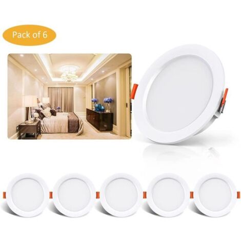 Dexnump Spot LED Encastrable Extra Plat 7W 700Lm Encastré Lampe Plafonnier Blanc Froid 6000K Spot Salle de Bain Aluminium Rond en Métal Lot de 6 pour Salon Chambre