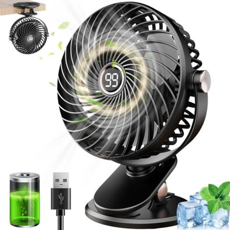 Ventilateur De Bureau à Pince Compact - 3 Vitesses, Rotation 180°, Batterie 1200mAh | Pour Bureau, Maison, Extérieur - 2