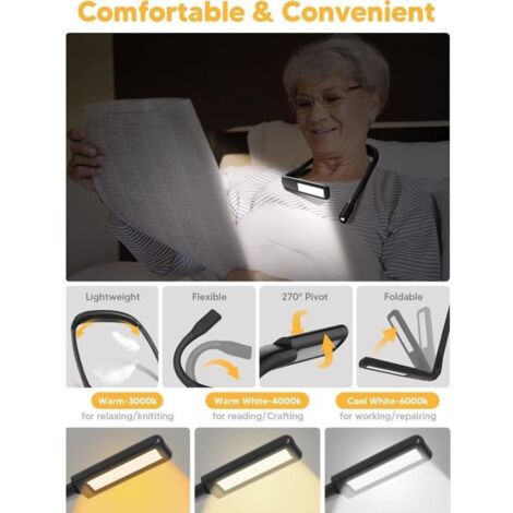 VFANDV Liseuse Lampe de Cou lecture Rechargeable 3 Couleurs LED VFANDV Liseuse Lampe de Cou lecture Rechargeable 3 Couleurs LED