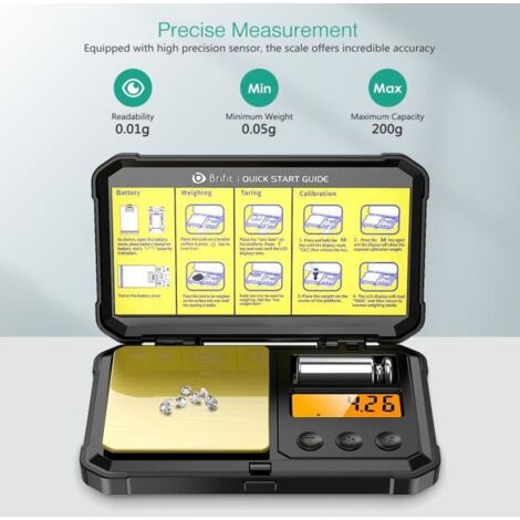 Balance De Précision 1000g/0.01g - Balance Bijoux Et Cuisine Haute Précision Avec Écran LCD Rétroéclairé, 7 Unités Et Tare