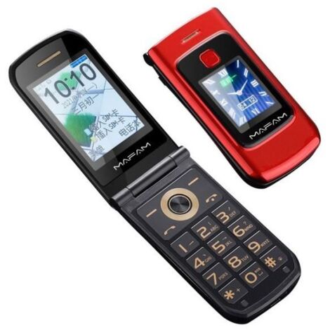 Téléphone Portable Débloqué mobile Senior Téléphone à Clapet avec Grandes Touches double Ecran de 2,4 Pouces,Radio FM,rouge (1/4)