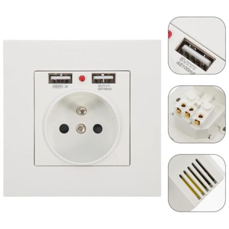 Lot De 2 Prises électriques 2 Pôles + Terre à Encastrer - Idéal Armoire De Toilette - Neuf