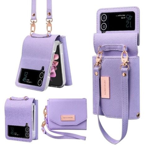 For Samusung Z Flip4 - Violet - coque de téléphone portable en cuir violet,pour samsung galaxy (1/4)