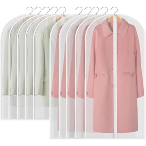 GOYADA Housses de Vêtements avec Zip, Lot de 16 Housses de Vêtements 60 x 100 CM, Housse Vetement Semi Transparente pour Costumes/Chemises, Anti Poussière Etanche Mite Humidité, Noir