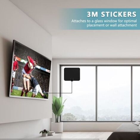 Antenne TV Intérieure/Extérieure TNT HD 4K – Amplificateur 25dBi Portée 480 Km – Câble 10m – Réception Chaînes Gratuites 1080p 4K