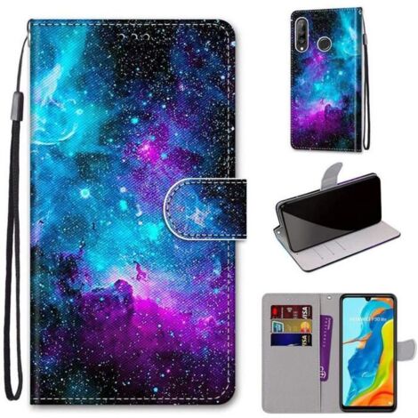 Huawei P30 Lite Coque, Beau PU Cuir Magnétique Flip Portefeuille Support Porte-Carte Dragonne Protecteur Coque Housse Étui pour Hu (1/4)
