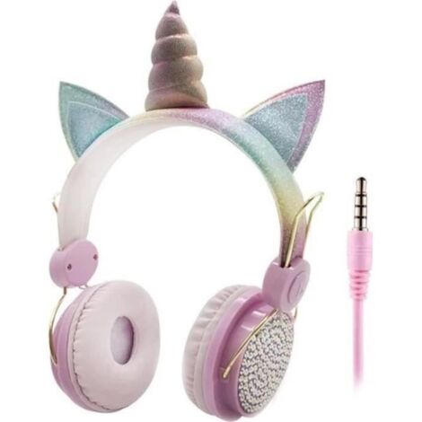 Casque audio Mignon licornes filaire kidsHeadphone musique stéréo écouteur pour ordinateur téléphone Mobile - Unicorns headphones (1/4)