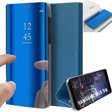 Coque de protection rigide pour Samsung Galaxy A53 5G - - Clear View Bleu - Fenêtre translucide avant (1/4)