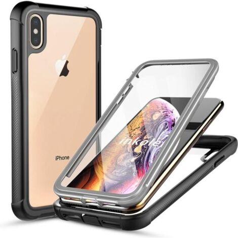 Coque iPhone X/XS INKOLELO - Noir - Protection à 360 Degrés - Anti-Choc - Avec Protection d\'écran (1/4)